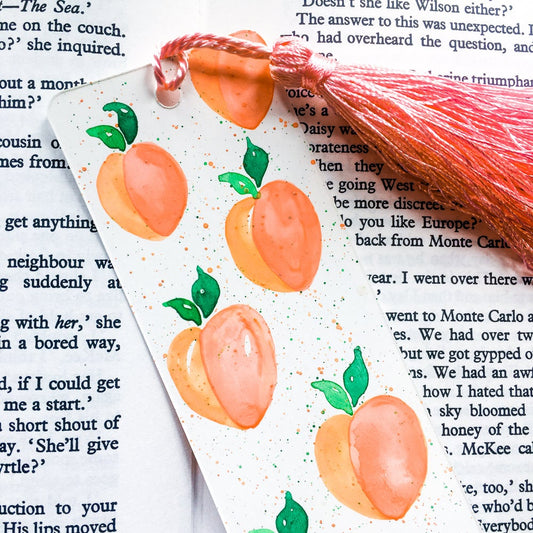 Sweet Peach Handpainted Bookmark