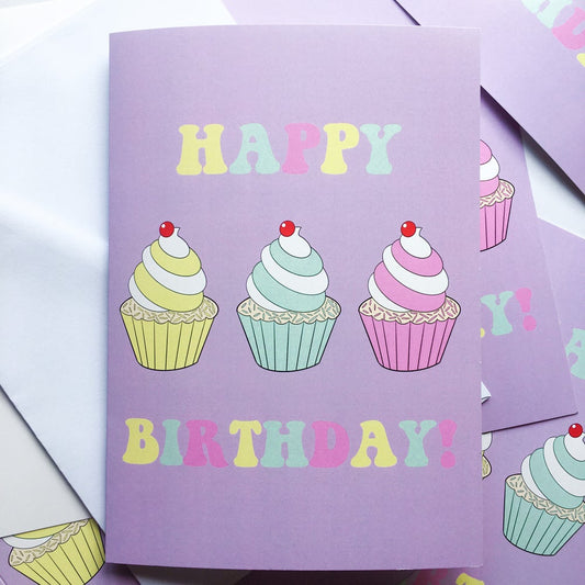 Pastel Cupcake Birthday Card