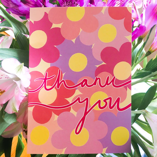 Pink Floral Thank You Card