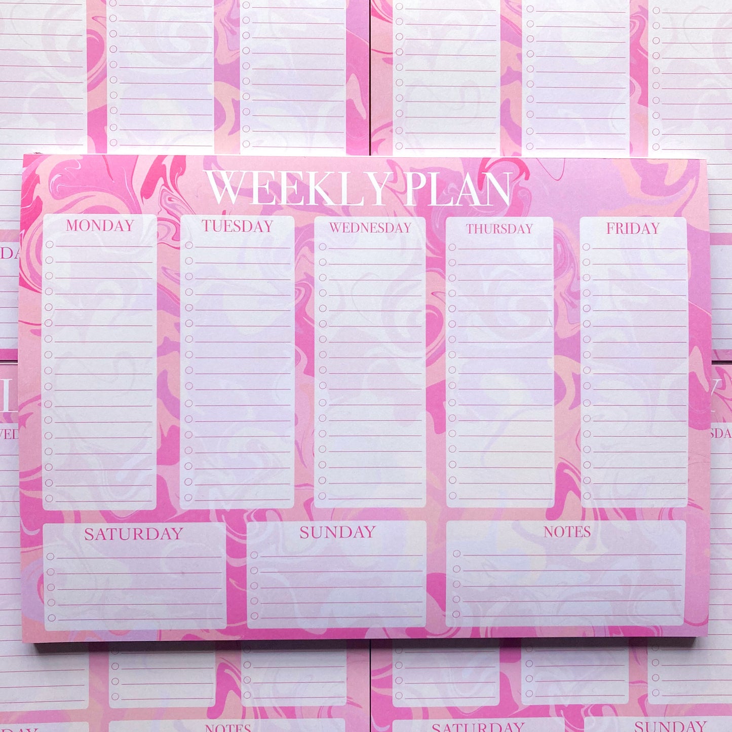 Pink Marble Weekly Planner Deskpad