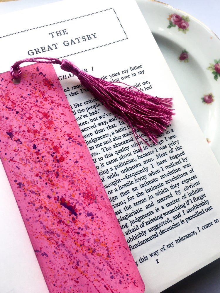Pink Confetti Handpainted Bookmark
