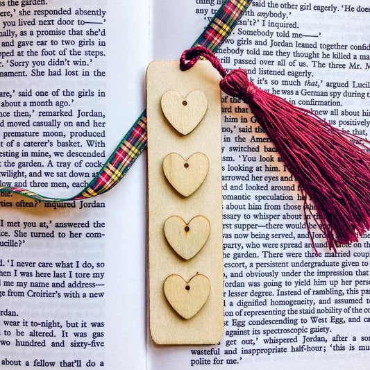 Wooden Hearts Handmade Bookmark