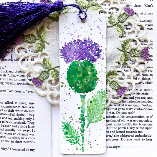 Scottish Thistle Handpainted Bookmark