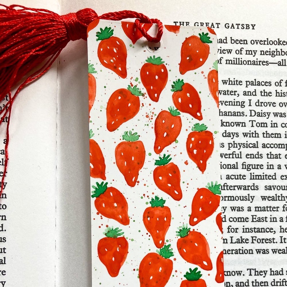 Strawberry Delight Handpainted Bookmark