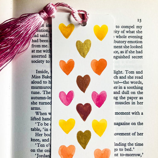 Warm Hearts Handpainted Bookmark
